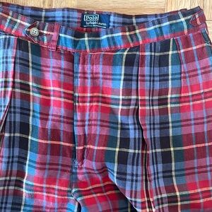 Vintage Polo Ralph Lauren Made in USA 100% Linen Shorts Buckles